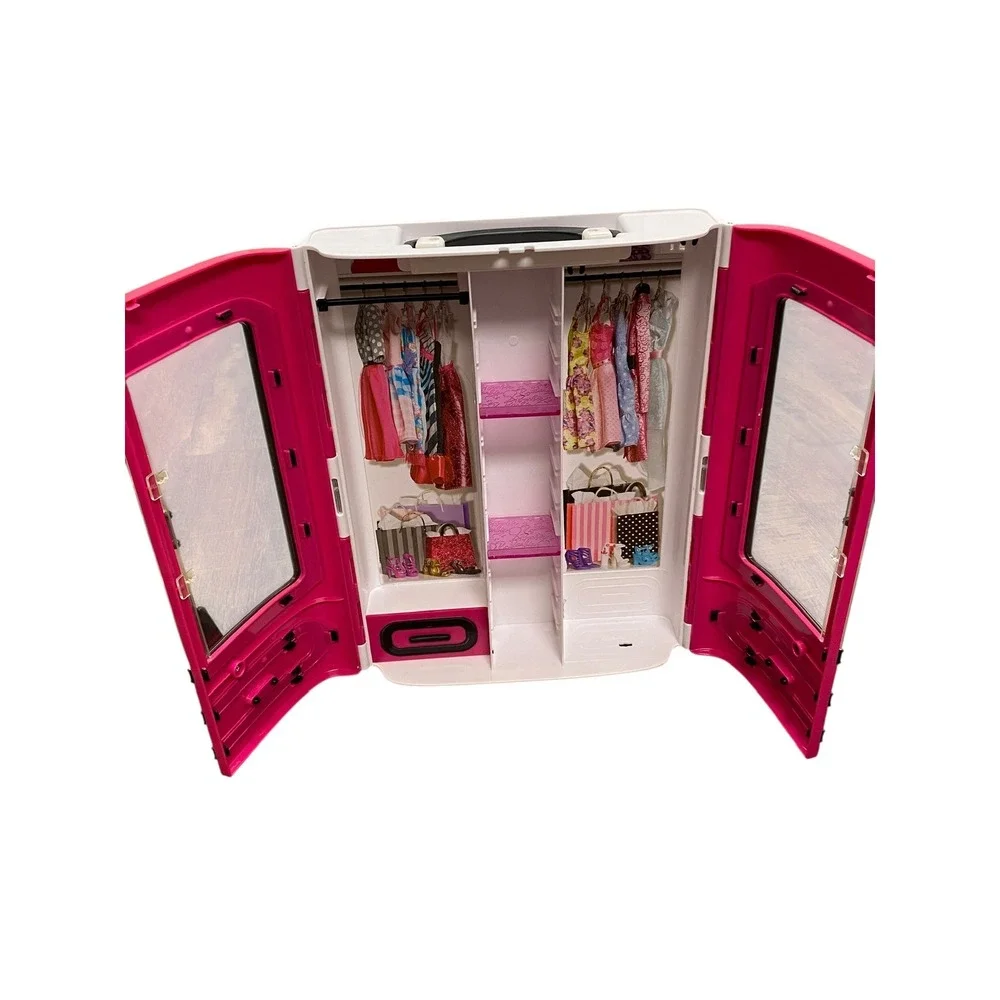 Mattel Barbie Ultimate Closet Pink Portable Doll Fashion Case DMT57 with Outfits